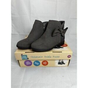 Lily&Dan Children’s Ankle Boots, Gray With Bow & Sparkle. Size 9/10